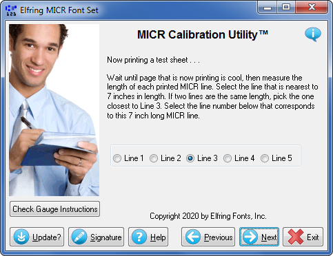 MICR / E-13B calibration utility test print screen shot